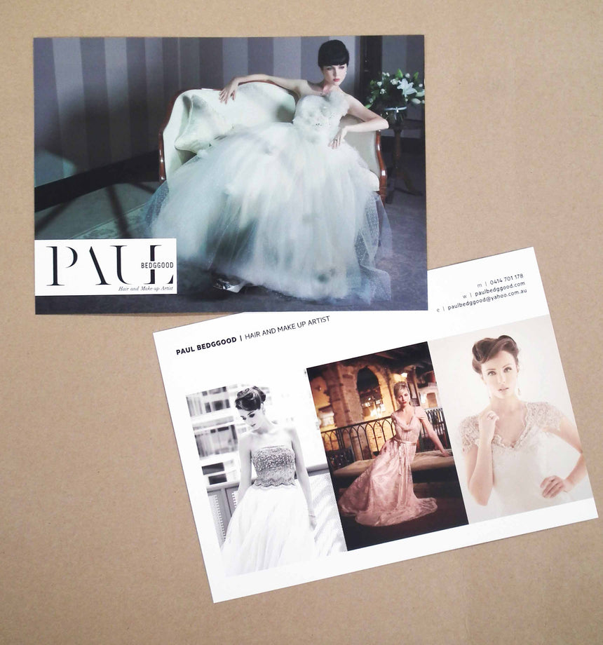 A6 promo postcards - Paul bedggood makeup artist