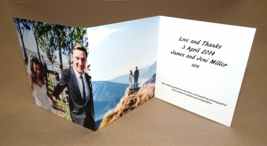 tri-fold square wedding thank you card